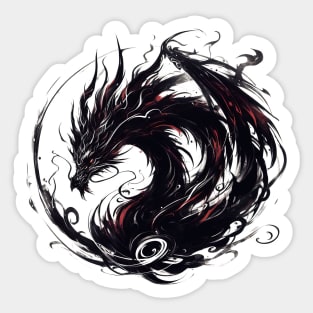 Japanese dragon painted in ink Sticker